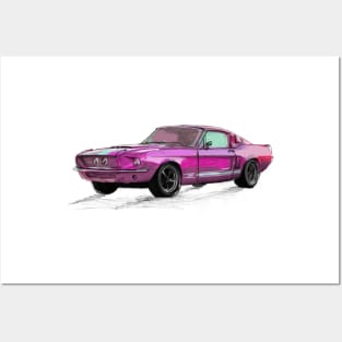 Classic Mustang Pink Posters and Art